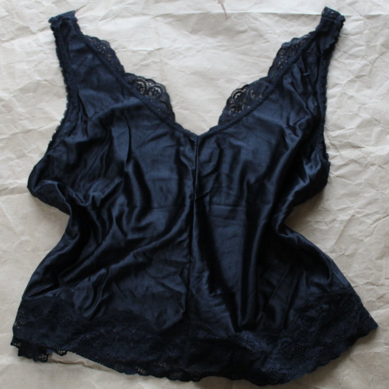 Black cami with lace detail