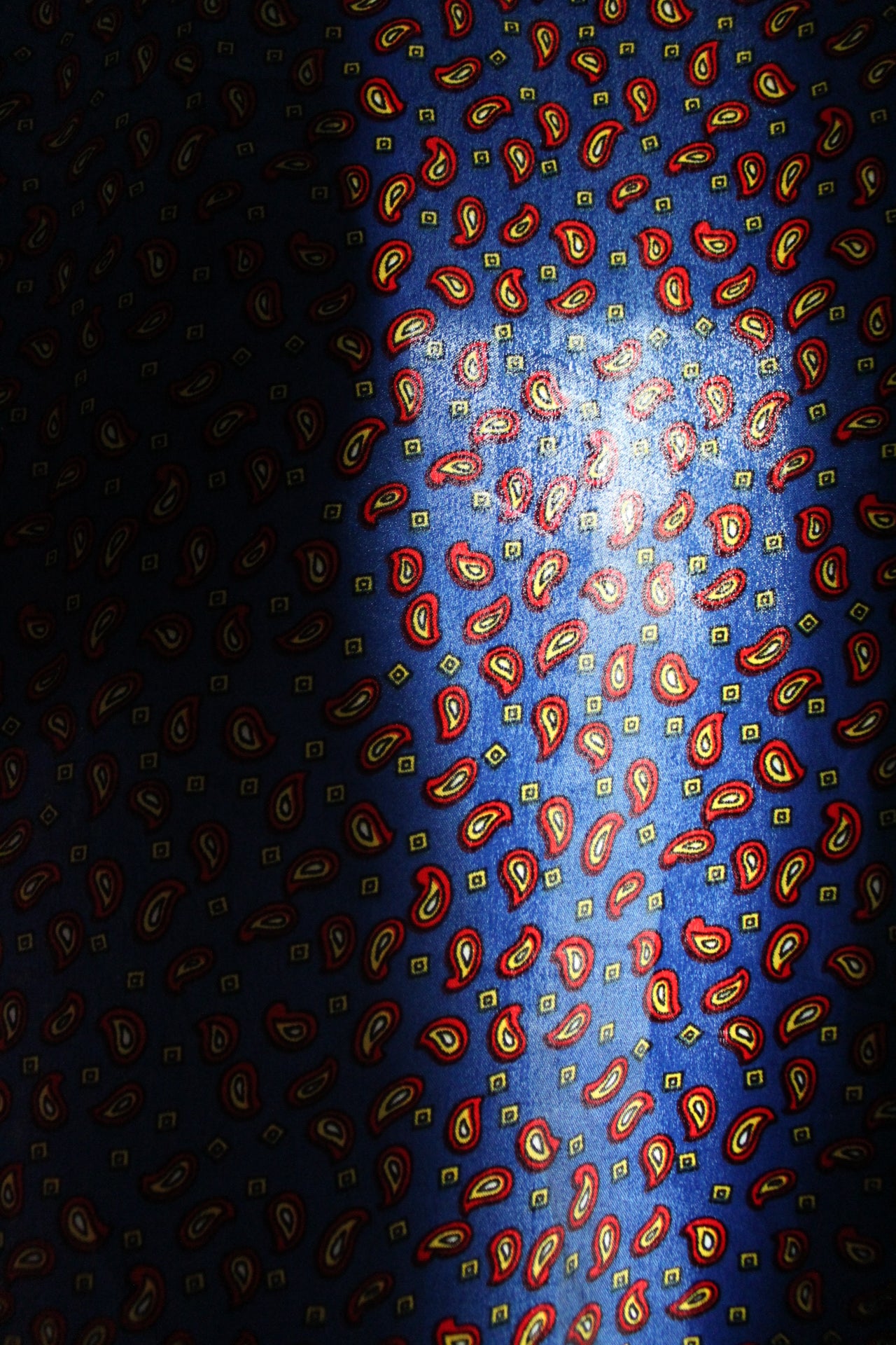 Blue robe with yellow and red paisley