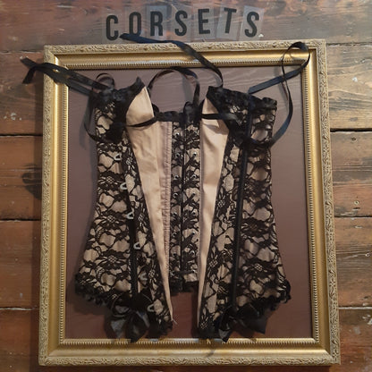 Ivory corset with black lace