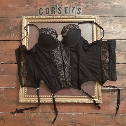 Black corset with garter belts