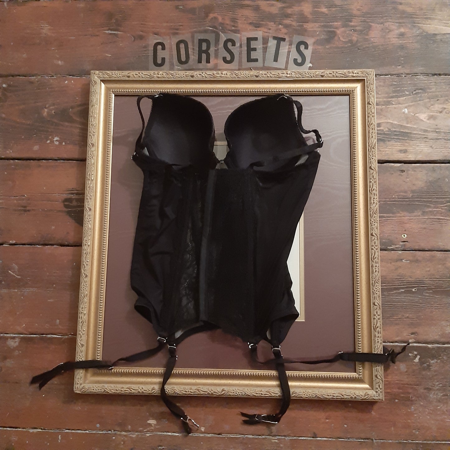 Black corset with garter belts