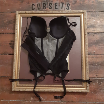 Black corset with garter belts
