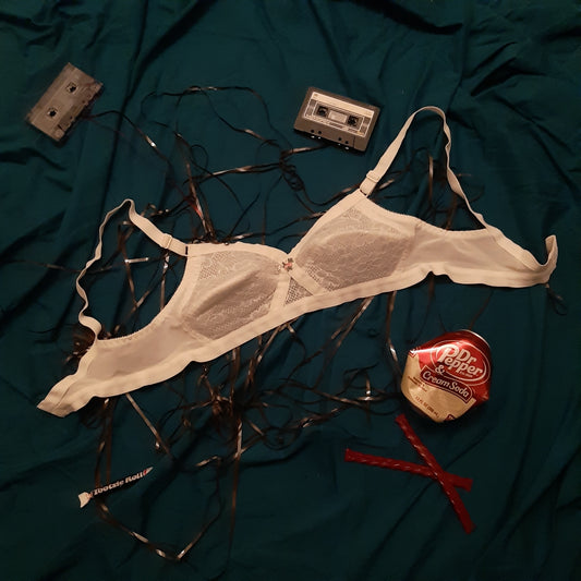 80's white floral bra