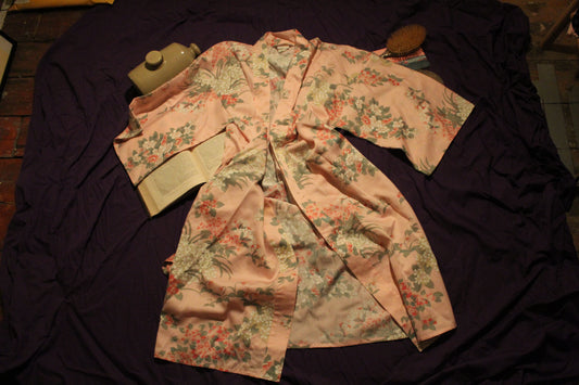 Pink robe with blossom print