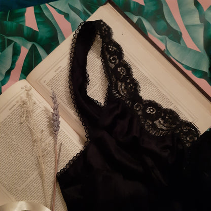 Long and lacey black slip