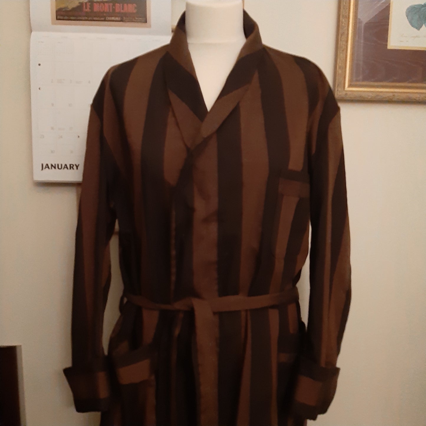 Striped brown and black robe
