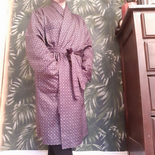 Cosy mauve robe with jewelled pattern