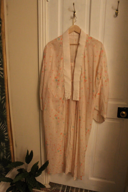 White robe with electric florals