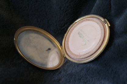 Vintage gold and cream compact with butterflies