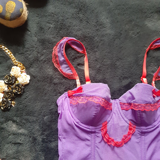 Purple and tangerine rave style corset