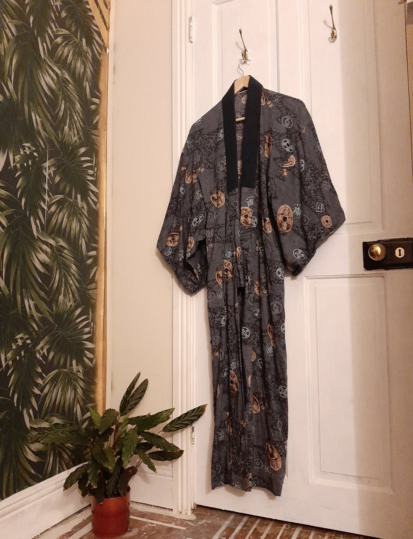 Navy robe with coin pattern