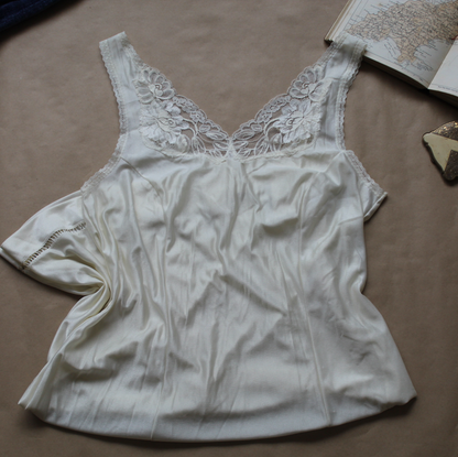 Light ivory slip with floral lace panel