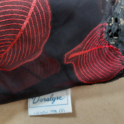 Black Doralyse Bralette with Red Leaf Pattern