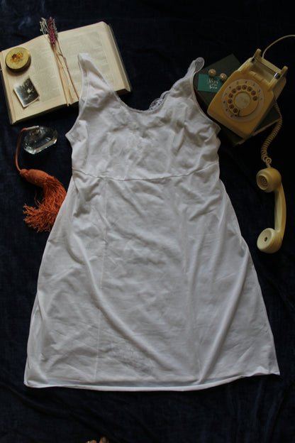 White slip with floral lace panels